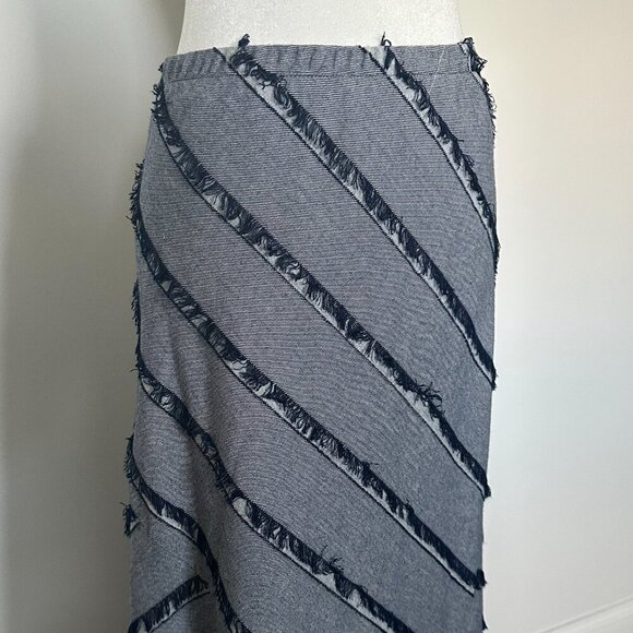 Lena Gabrielle New York Blue Midi Skirt with Fringe Detail – Size 12 - Picture 6 of 6